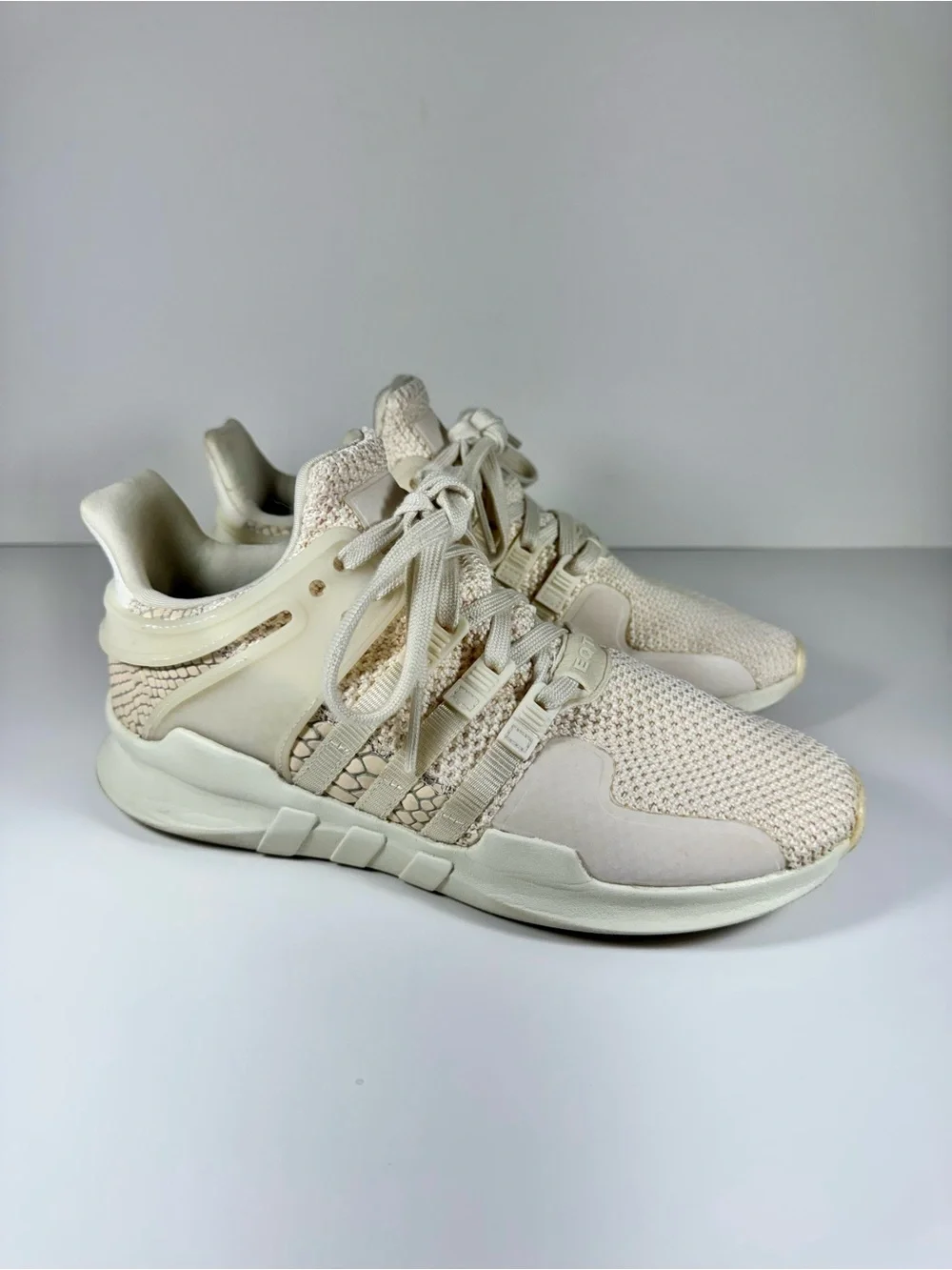 Adidas EQT ADV White Snakeskin Knit Sneakers Low Top Men’s 6.5 Athletic Running